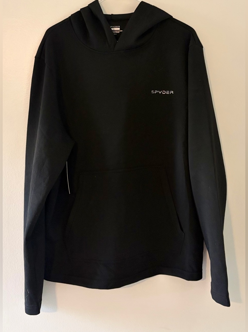 NEW-SPYDER Black White Pull Over Black Loungewear Hoodie-Mens Large
